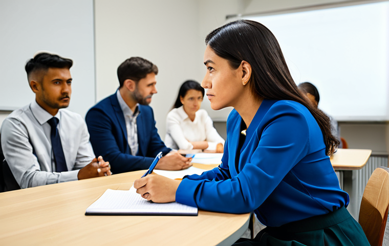 **
"A professional female counselor in a modest blouse and skirt, attending a workshop on ethical considerations in counseling. The setting is a brightly lit conference room with diverse participants. She is taking notes attentively. Safe for work, appropriate content, fully clothed, perfect anatomy, correct proportions, natural pose, professional, high quality."
**